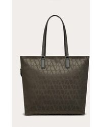 Valentino Garavani - Toile Iconographe Shopping Bag In Technical Fabric With Leather Details - Lyst