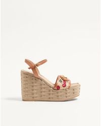 Valentino Garavani - Vlogo Signature Cherryfic Pattern Wedge Sandal 120Mm - Lyst