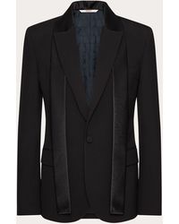 Valentino - Single-breasted Wool Jacket With Scarf Collar - Lyst