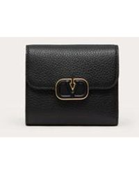Valentino Garavani - Vlogo Compact Leather Wallet In Grainy Calfskin - Lyst