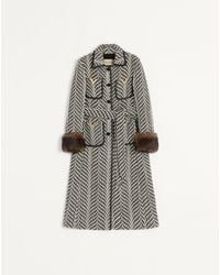 Valentino - Wool Cloth Coat With Fauve Eclat Animal Print 38 - Lyst