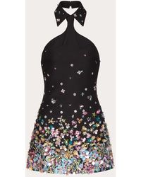 Valentino - Embroidered Crepe Couture Short Dress - Lyst