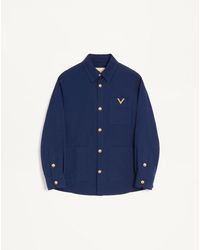 Valentino - Vゴールド コットンギャバジン シャツジャケット - Lyst