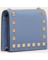 Valentino Garavani Small Rockstud Calfskin Wallet - Blue