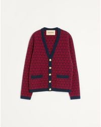 Valentino - Wool Cardigan With Toute La V Pattern - Lyst