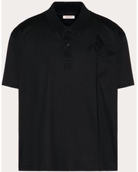Valentino - Mercerised Cotton Polo Shirt With Flower Embroidery - Lyst