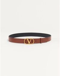 Valentino Garavani - Vlogo Signature Gürtel Aus Glänzendem Kalbsleder 30 Mm Mann - Lyst