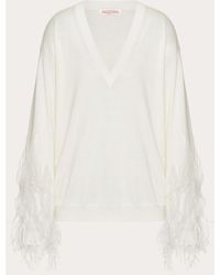 Valentino - Wool Jumper With Feathers - Lyst