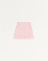 Valentino - Short Crepe Couture Skirt With Feathers 36 - Lyst