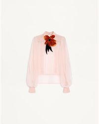 Valentino - Embroidered Organza Top - Lyst