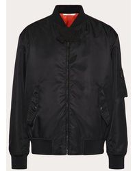 Valentino - Nylon Bomber Jacket With Flower Embroidery - Lyst