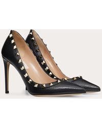 Valentino Valentino Garavani DéColleté Rockstud In Vitello Granato 100Mm - Nero