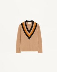 Valentino - ウール ニットプル 女性 キャメル/ブラック - Lyst
