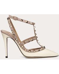 Valentino Valentino Garavani DéColleté Rockstud In Vernice Con Cinturini 100Mm - Bianco
