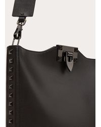Valentino Garavani Rockstud Grainy Calfskin Crossbody Bag - Black