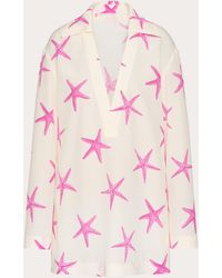 Valentino - Starfish Crepe De Chine Short Dress - Lyst