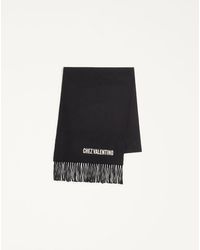 Valentino Garavani - Wool Scarf With Chez Embroidery - Lyst