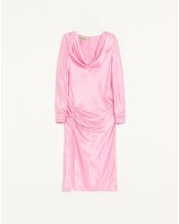 Valentino - Crepe Satin Midi Dress - Lyst