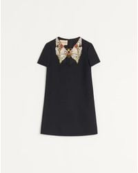Valentino - Embroidered Crepe Couture Short Dress - Lyst