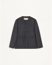 Valentino - Double Wool Caban With Metallic V Detail - Lyst