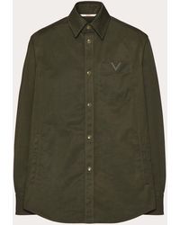 Valentino - Nylon Shirt Jacket With Rubberised V Detail - Lyst