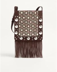Valentino Garavani - Nellcôte Embroidered Shoulder Bag With Fringes - Lyst