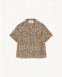 Valentino - Habotai Silk Bowling Shirt With Fauve Eclat Animalier Print - Lyst