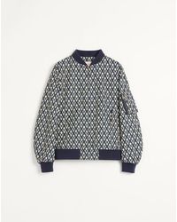 Valentino - Nylon Bomber Jacket With Toute La V Print - Lyst