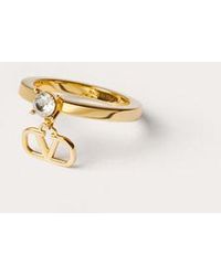 Valentino Garavani - Mini Vlogo Signature Metal Ring With Swarovski® Crystals - Lyst