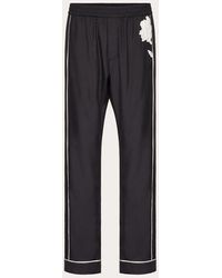 Valentino - Silk Poplin Pyjama Pants With Flower Embroidery - Lyst