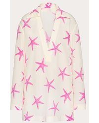 Valentino - Starfish Crepe De Chine Short Dress - Lyst