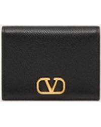 Vlogo Signature Metallic Grainy Calfskin Wallet With Chain by