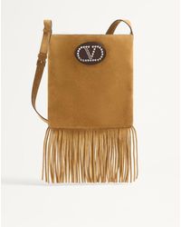 Valentino Garavani - Nellcôte Suede Shoulder Bag With Fringes - Lyst