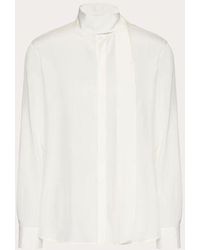 Valentino - Silk Shirt With Scarf Detail At Neck - Lyst