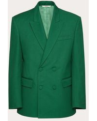 Valentino - Double-breasted Jacket In Stretch Cotton Canvas - Lyst