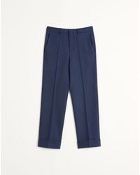 Valentino - Wool Gabardine Trousers With Turn-Ups - Lyst