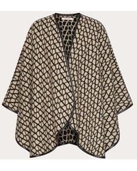 Valentino Garavani - Wool, Cashmere And Leather Toile Iconographe Poncho - Lyst