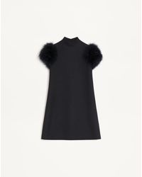 Valentino - Short Crepe Couture Dress With Feathers 38 - Lyst
