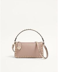Valentino Garavani - Small Rockstud Grainy Calfskin Crossbody Bag - Lyst