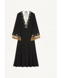 Valentino - Embroidered Light Georgette Midi Dress - Lyst