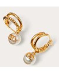 Valentino Garavani - Vlogo Signature Metal Earrings With Swarovski® Pearls - Lyst