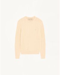 Valentino - Cable-Knit Cotton Crew Neck Jumper With Vlogo On The Chest - Lyst