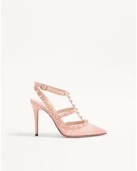 Valentino Garavani - Rockstud Lace Pump With Straps 100Mm - Lyst