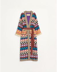 Valentino - Twill Dressing Gown With Opticool Riga Pois Print - Lyst