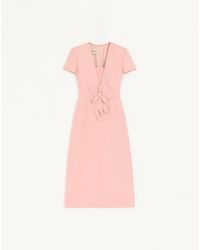 Valentino - Embroidered Crepe Couture Midi Dress - Lyst