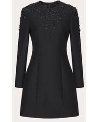 Valentino - Embroidered Crepe Couture Short Dress - Lyst