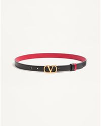 Valentino Garavani - Vlogo Signature Reversible Shiny Calfskin Belt - Lyst