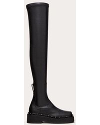 Valentino Garavani - Rockstud M-way Over-the-knee Boot In Stretch Synthetic Material 50 Mm - Lyst