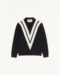 Valentino - Wool Polo Shirt With Inlaid V - Lyst