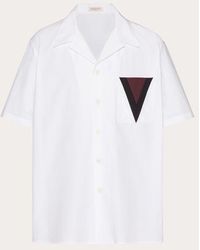 Valentino - Cotton Bowling Shirt With Inlaid V Detail - Lyst